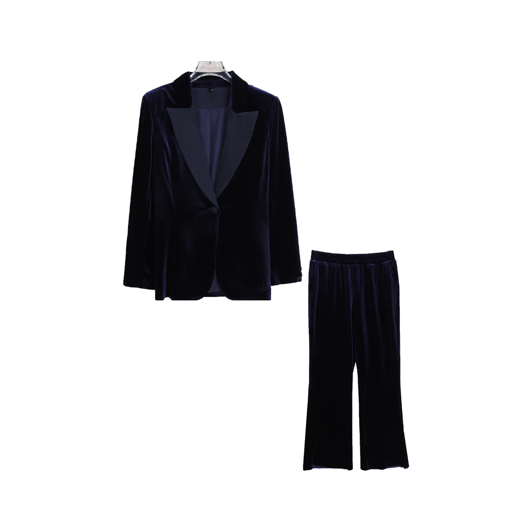 秋季减龄修身西装气质外套阔腿裤两件套S4769