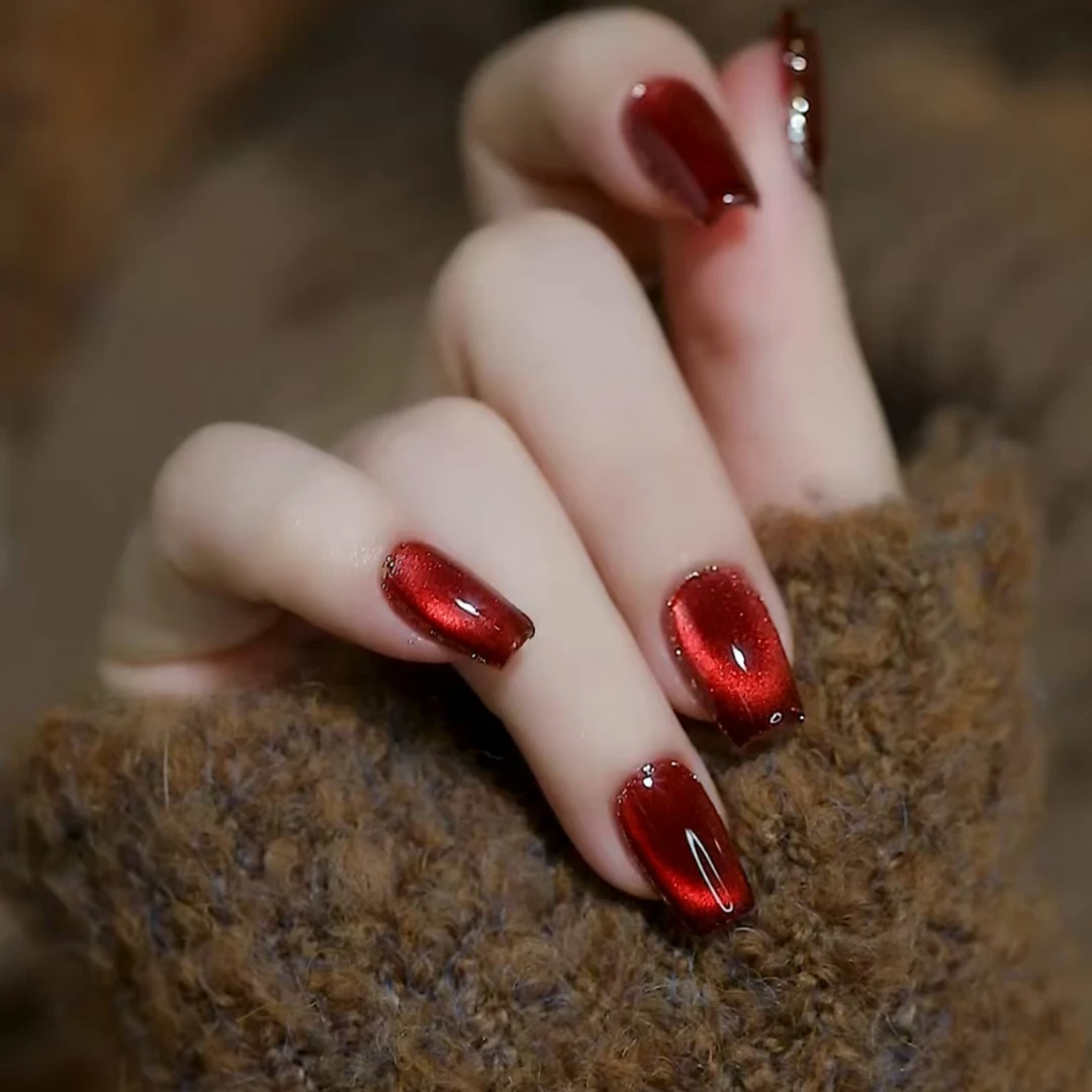 2024年流行色 红夜猫眼甲油胶权杖瓶10ml美甲店专用