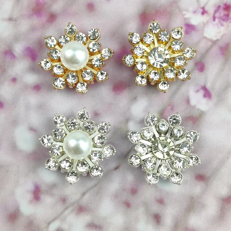 DIY手工雪花钻心花芯1.5cm发饰材料 蝴蝶结花心 合金花蕊饰品配件