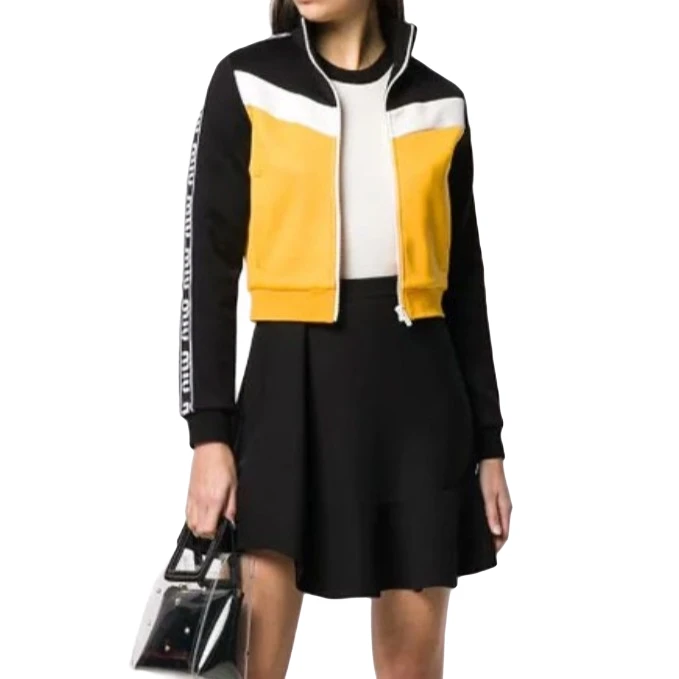 99新  007366  MiuMiu/缪缪 嵌花连袖立领拉链夹克外套 M码