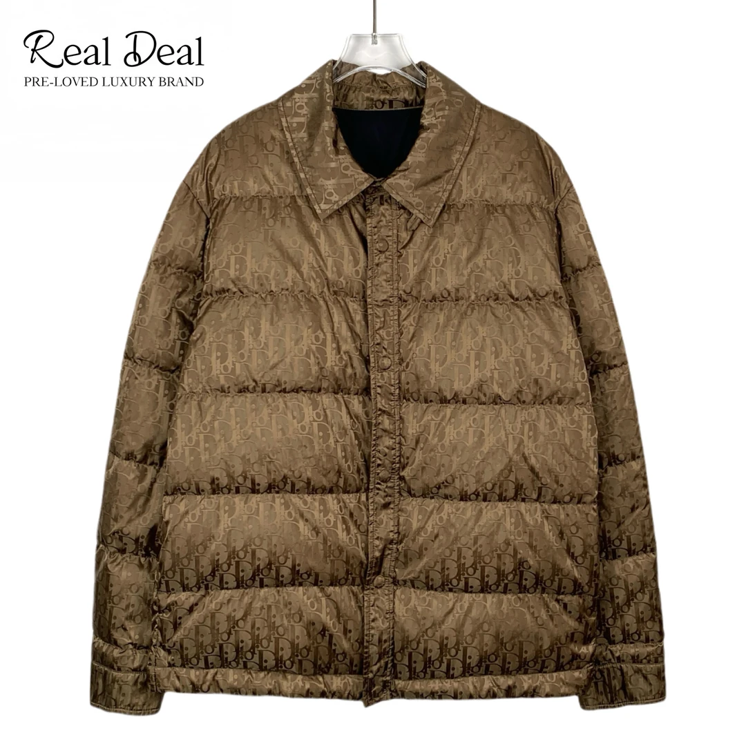 99新 DIOR/迪奥 017350 logo老花满印羽绒服 L码