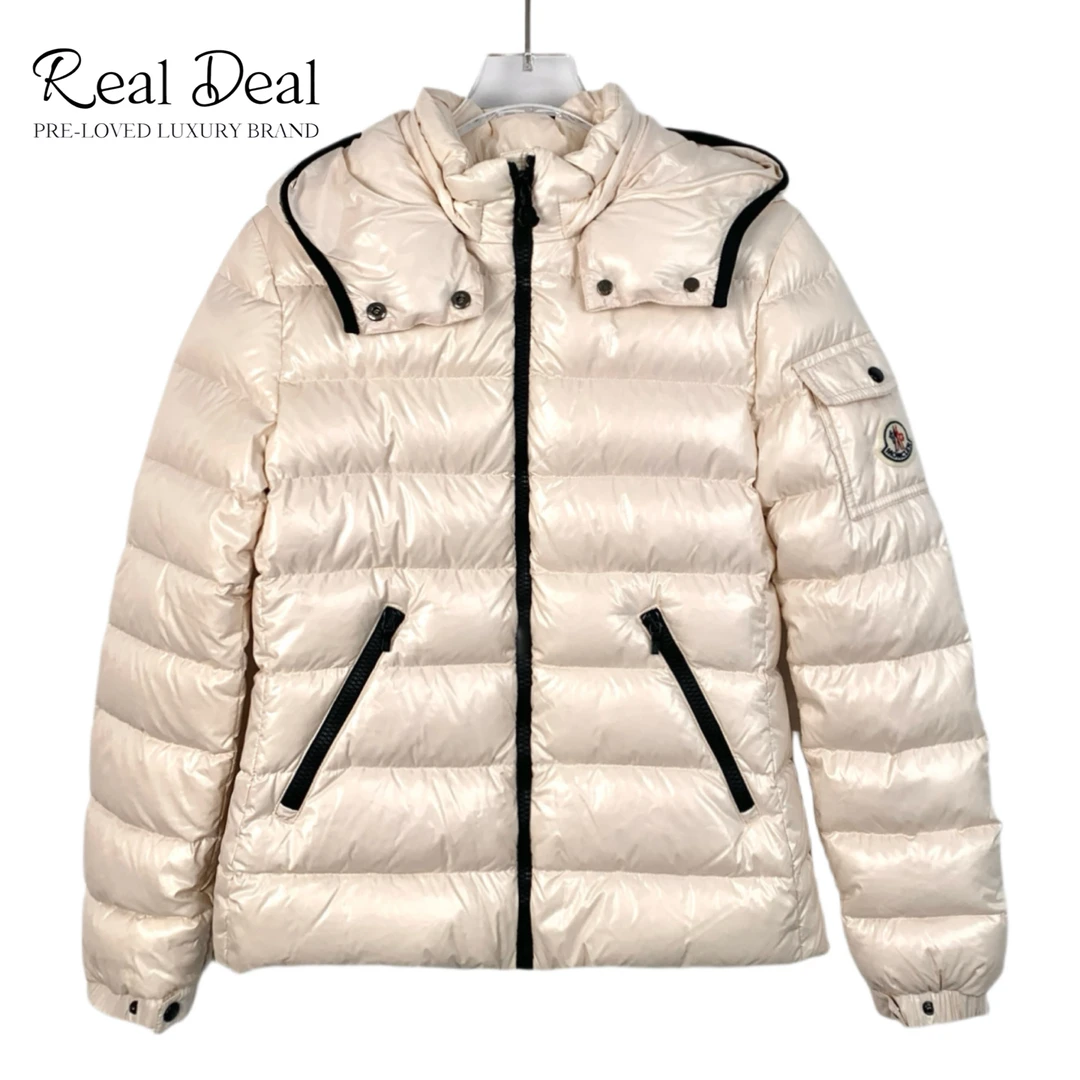 99新 MONCLER  H11267  徽标贴饰连帽绗缝羽绒服  12A码