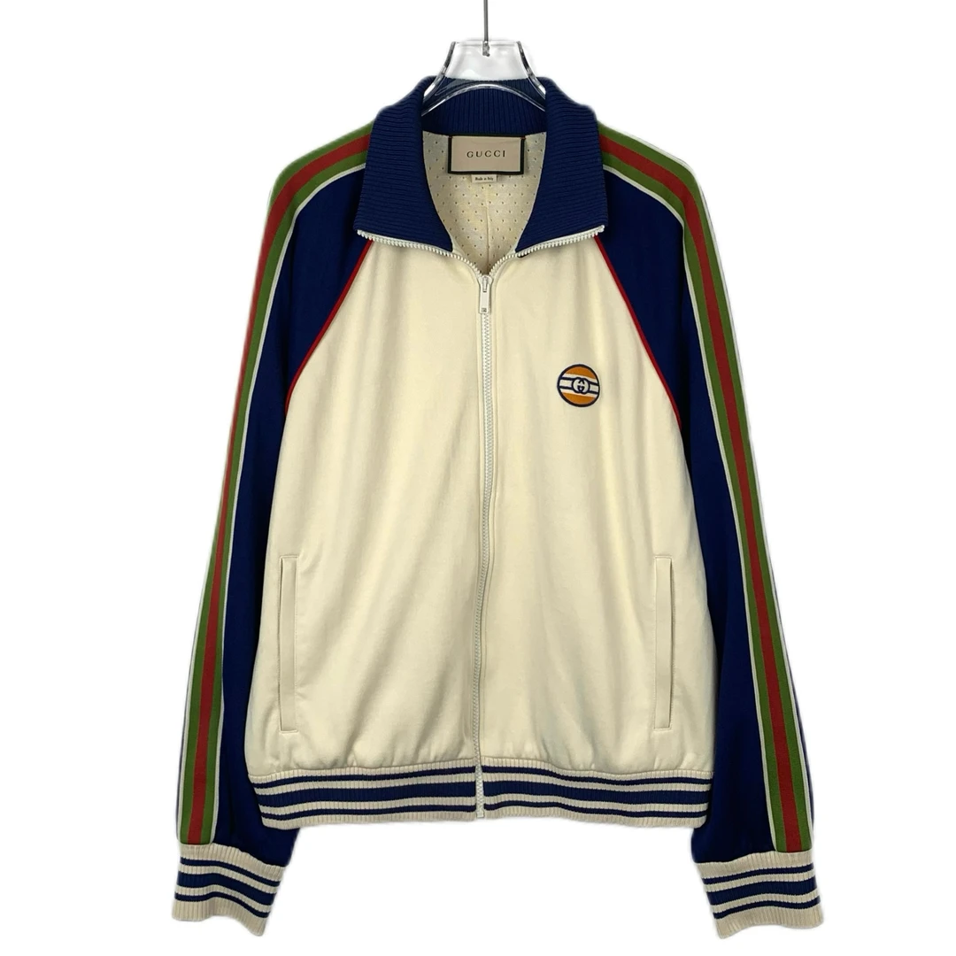 99新 GUCCI/古驰 017018 双G刺绣拼色拉链夹克外套 M码
