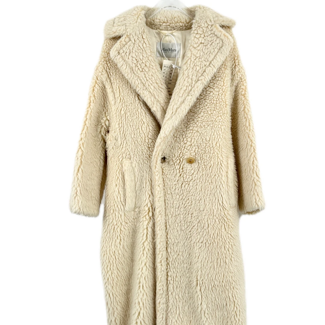 99新 MaxMara 00022 泰迪熊羊毛中长款大衣 奶白色 S码