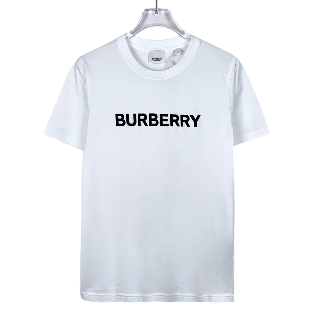 99新 BURBERRY/博柏利 016948 logo字母印花圆领白色短袖T恤 XS码