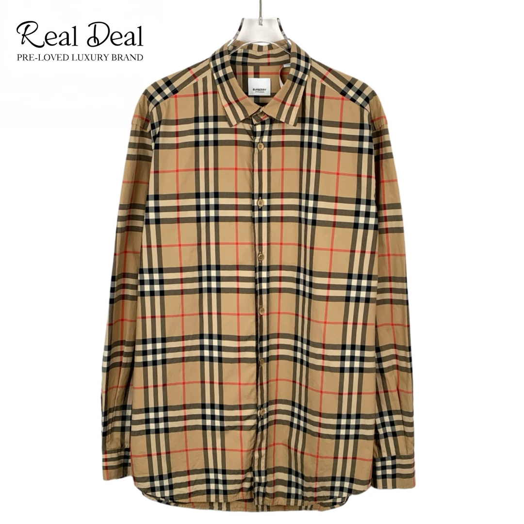 99新 BURBERRY/博柏利  018117  格纹翻领单排扣衬衫 XXL码