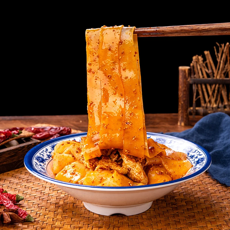 秦岐轩 陕西宝鸡擀面皮宽面皮8包310g发酵方便速食香辣美味