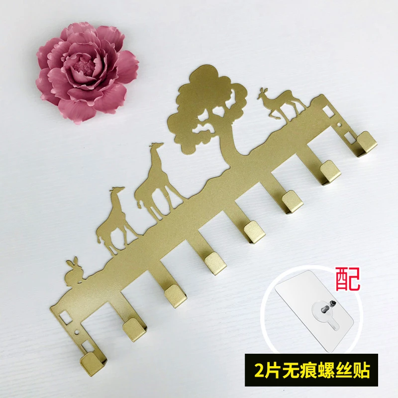 创意卡通动物创意挂钩静音墙壁挂架门后挂钩卧室挂衣钩铁艺挂架