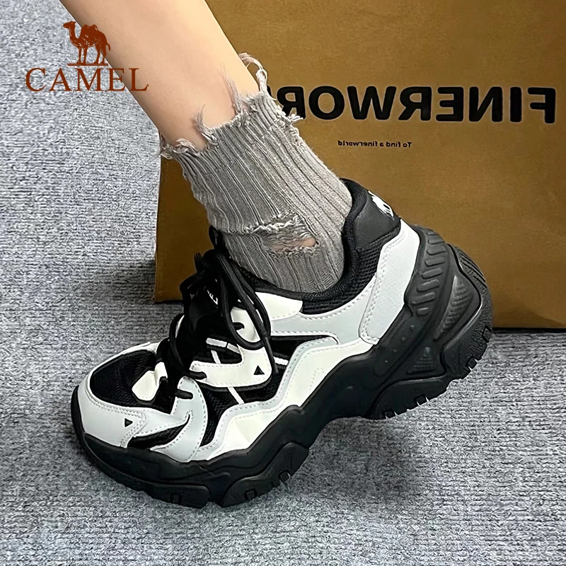 骆驼星云运动鞋女网面透气软底厚底百搭舒适欧若风休闲鞋老爹鞋