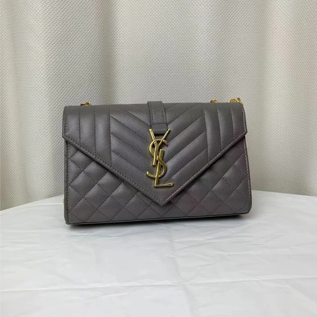99新 YSL/圣罗兰 ysl新款信封包大象灰金小号斜挎包/无公价/优品