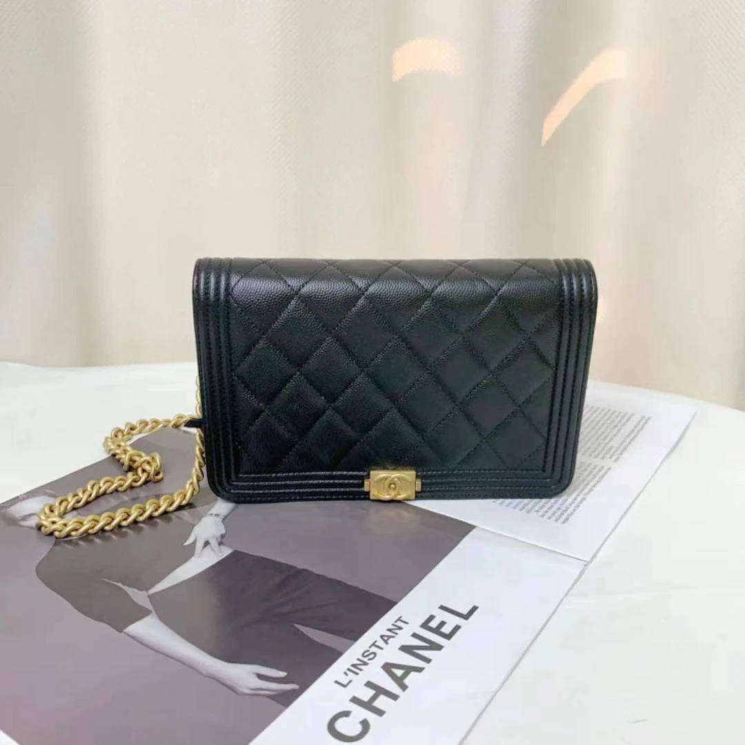 99新 Chanel/香奈儿 leboy woc黑金荔枝纹单肩包/优品