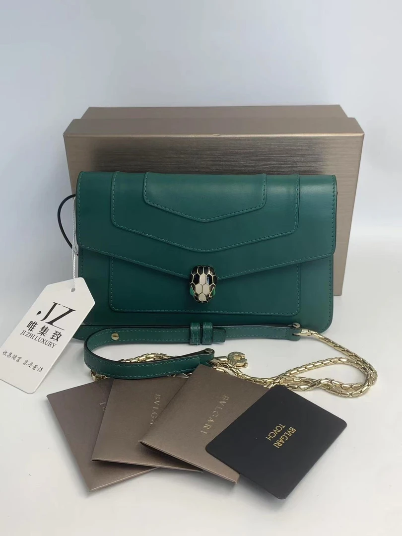 99新 BVLGARI/宝格丽 宝格丽蛇头小号绿色包/公价24300/优品
