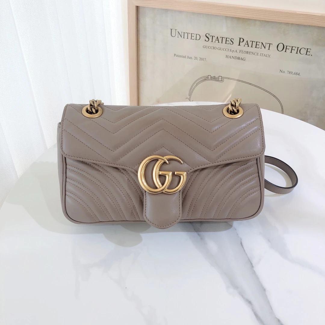 99新 GUCCI/古驰 gucci marmont22奶茶色/公价19000/优品