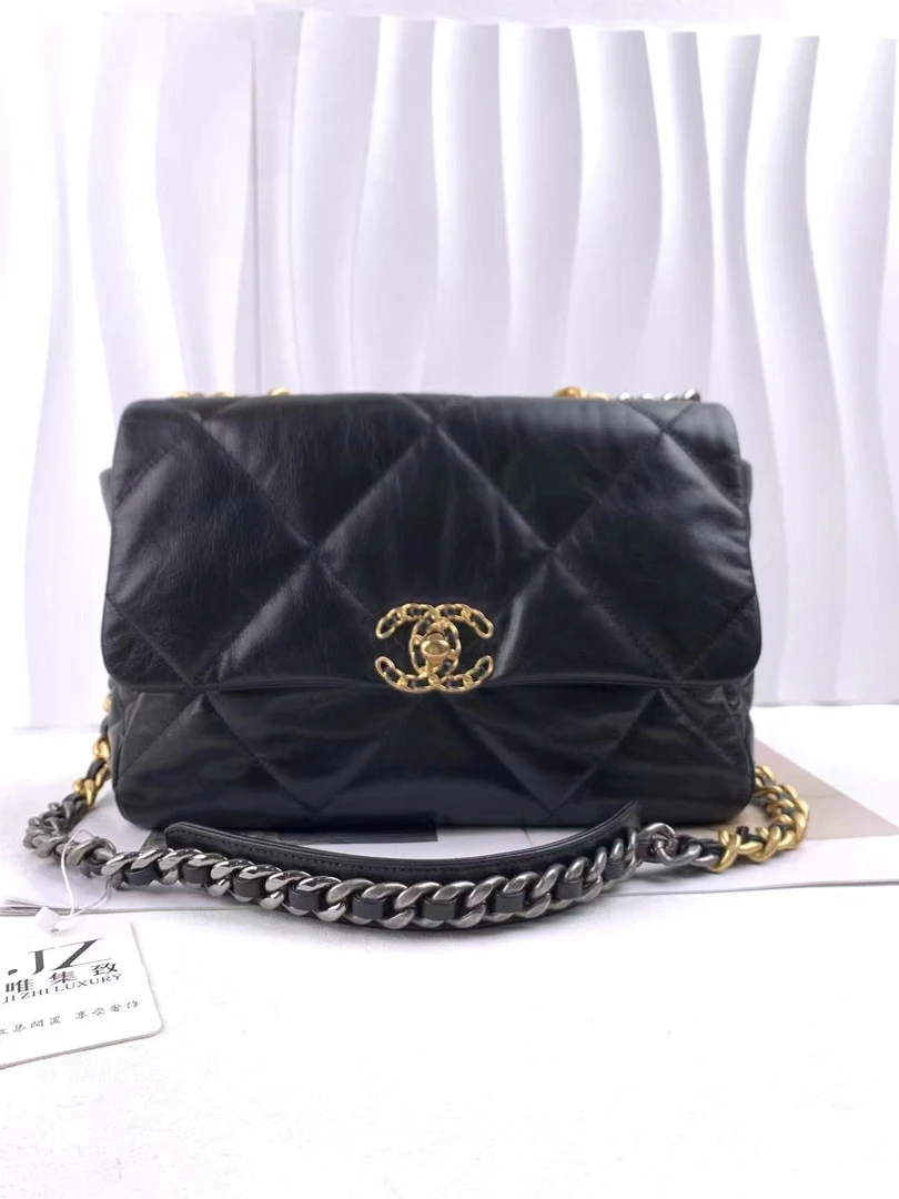 99新 Chanel/香奈儿 chanel 19bag中号黑金/公价57900/优品