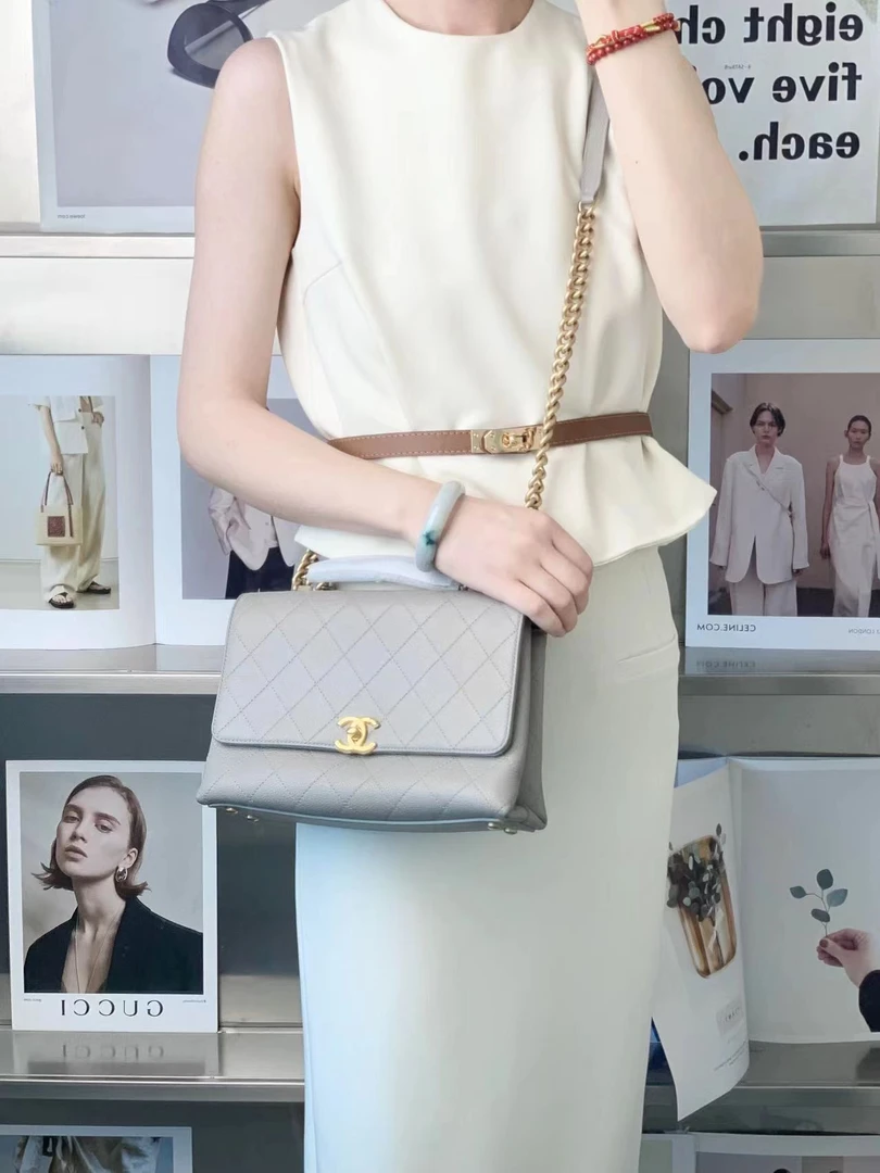 99新 Chanel/香奈儿 香奈儿chocaffinity灰色cf单肩口盖包/优品