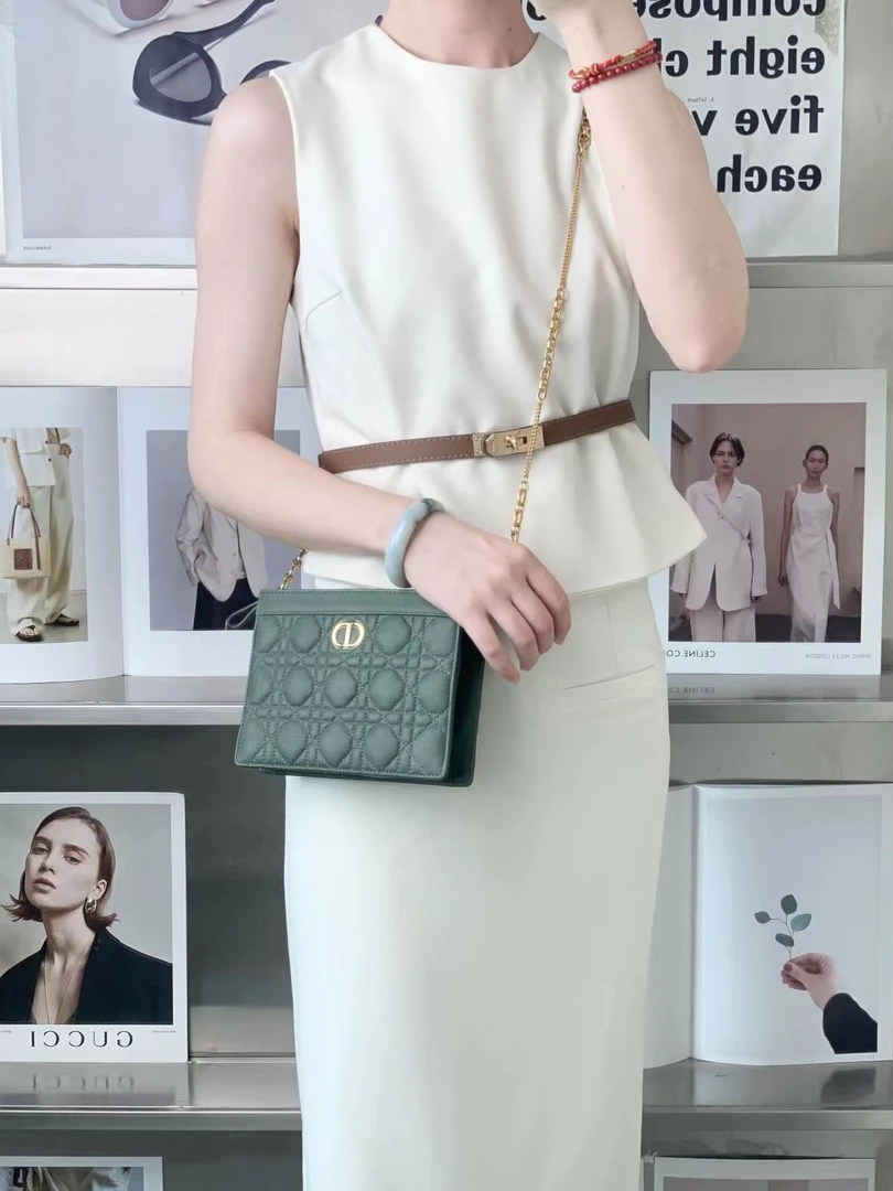 99新 DIOR/迪奥 dior caro绿色单肩斜挎包/优品