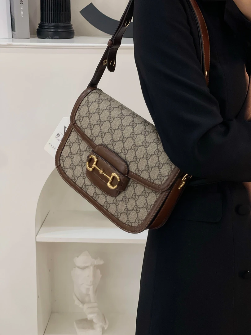 95新 GUCCI/古驰 1955马鞍中号焦糖包/优品