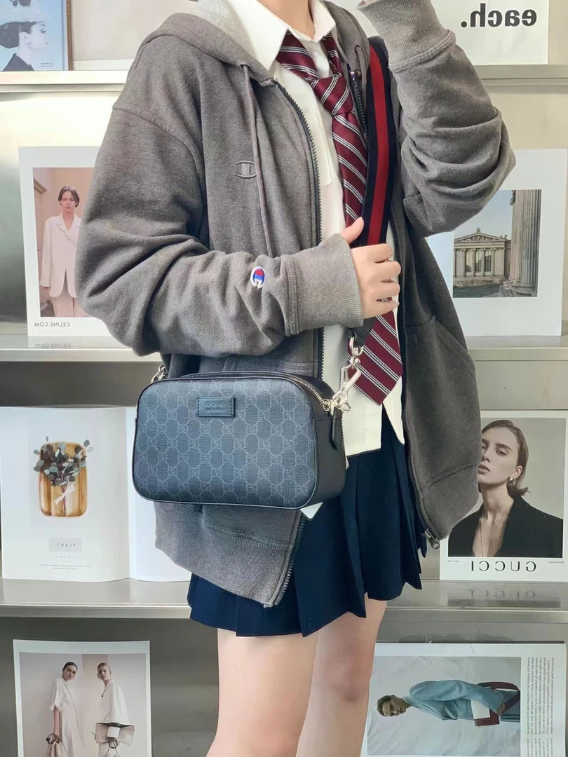 99新 GUCCI/古驰 gucci虎头相机包黑花斜挎包/无公价/优品