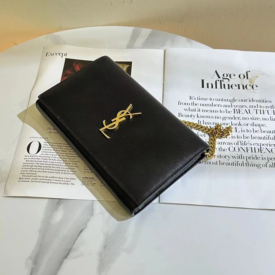 99新 YSL/圣罗兰 YSL kate黑金包中号单肩斜挎链条包/无公价/优品