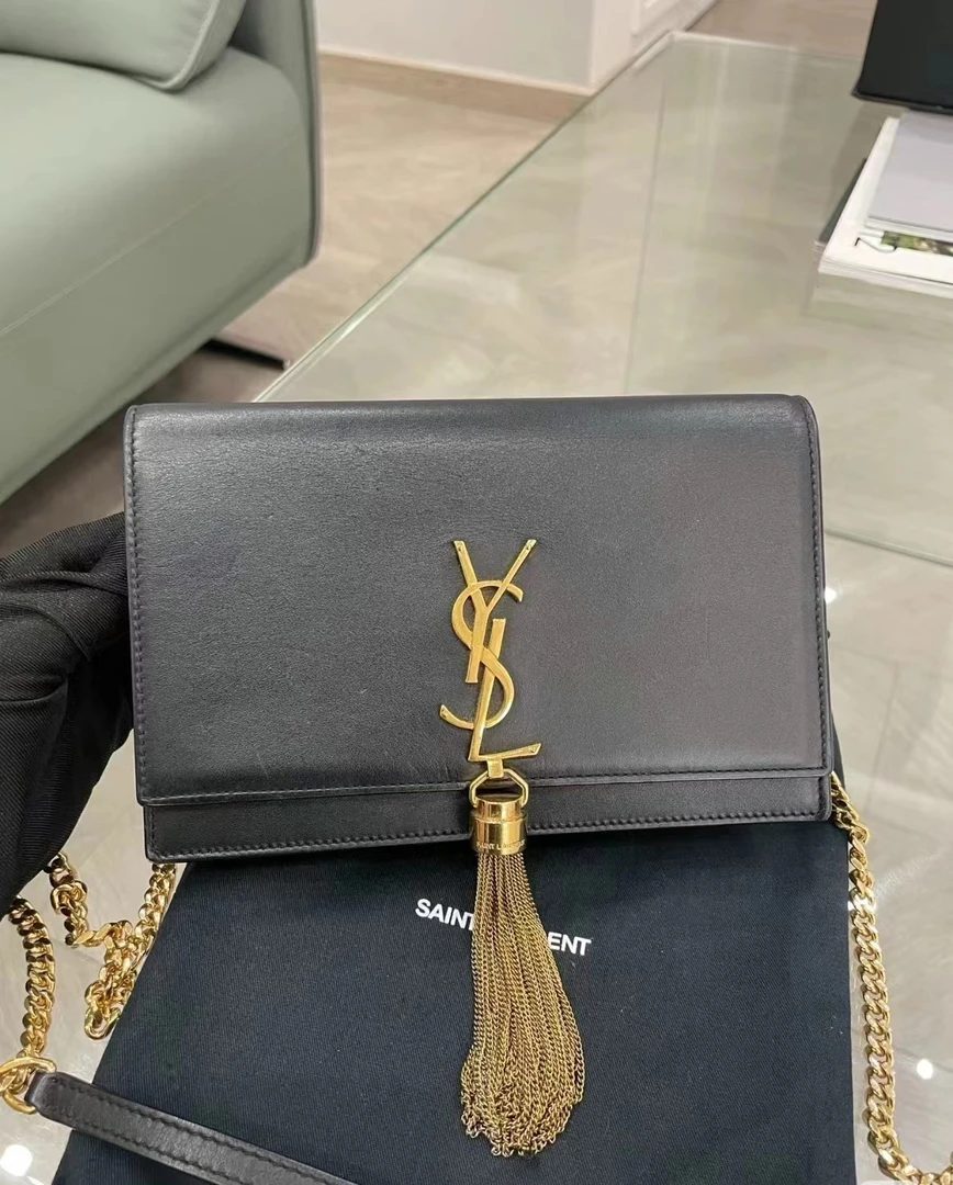 95新 YSL/圣罗兰 ysl流苏woc黑金单肩斜挎包 /98新/优品