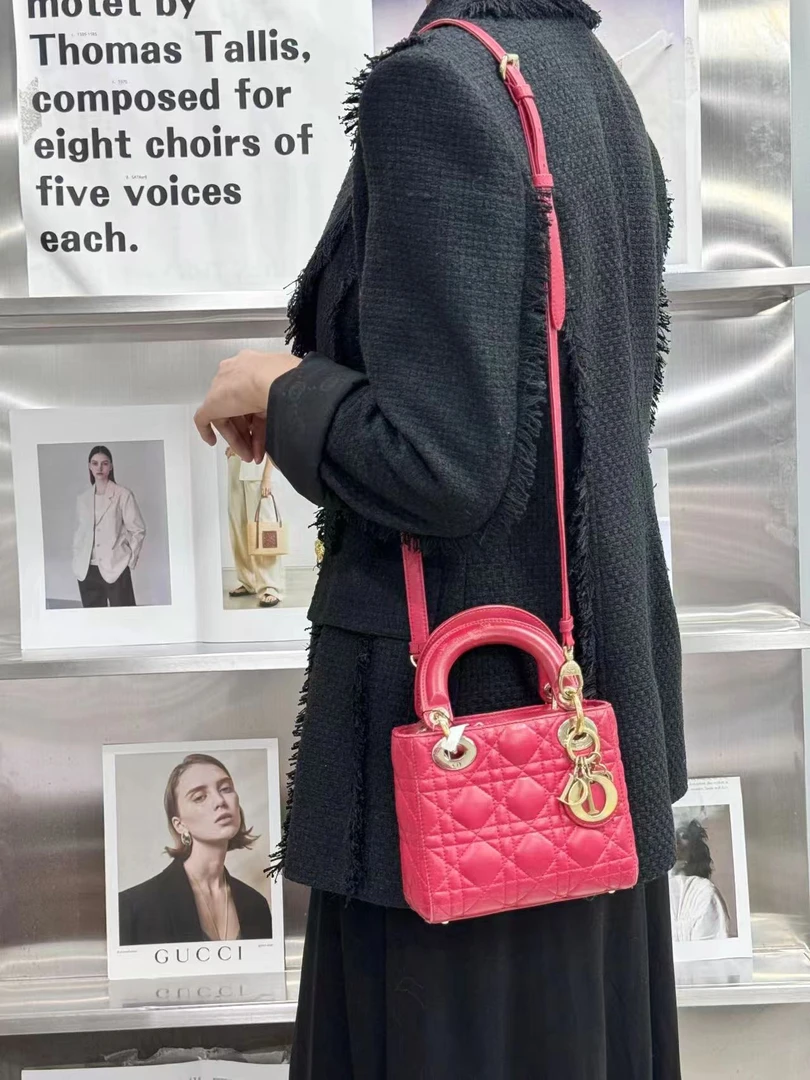 95新 DIOR/迪奥 dior戴妃三格红色包/公价39800/优品