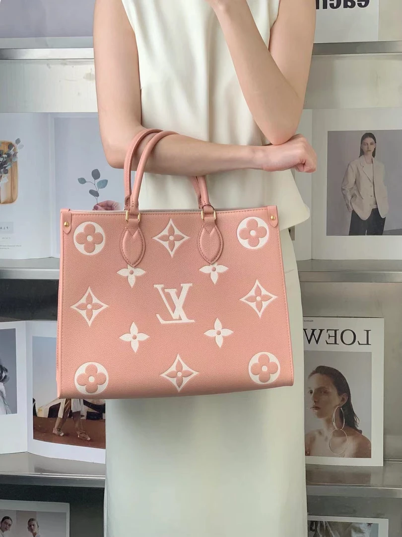 99新 LouisVuitton/路易威登 onthego 中号樱花粉/优品