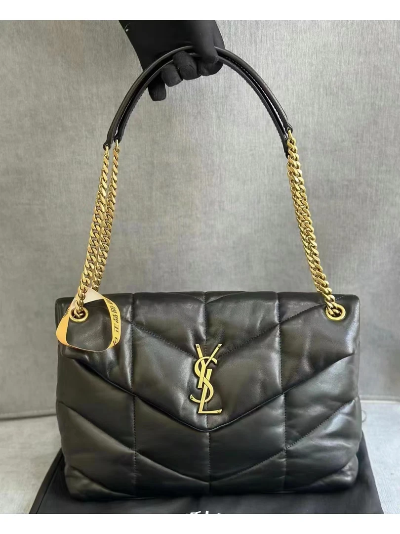 95新 YSL/圣罗兰 puffer云朵中号黑金包/优品