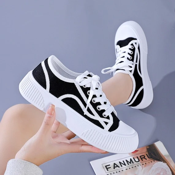 小众厚底帆布板鞋秋季ins潮2025年新款小白鞋百搭休闲运动鞋