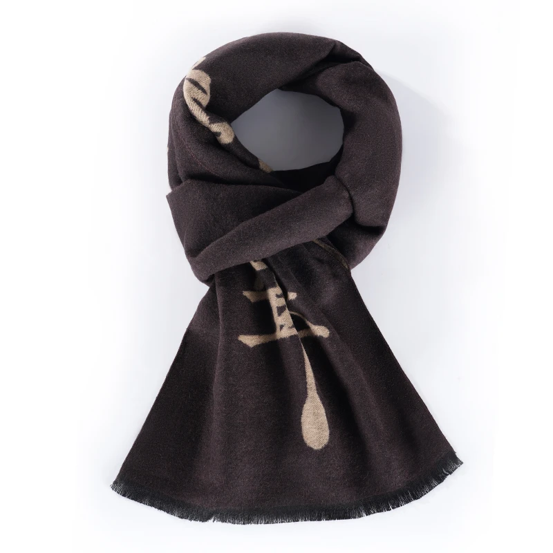 道系围巾百搭保暖男女款双面色玄门图案秋冬季简约时尚围脖生日礼