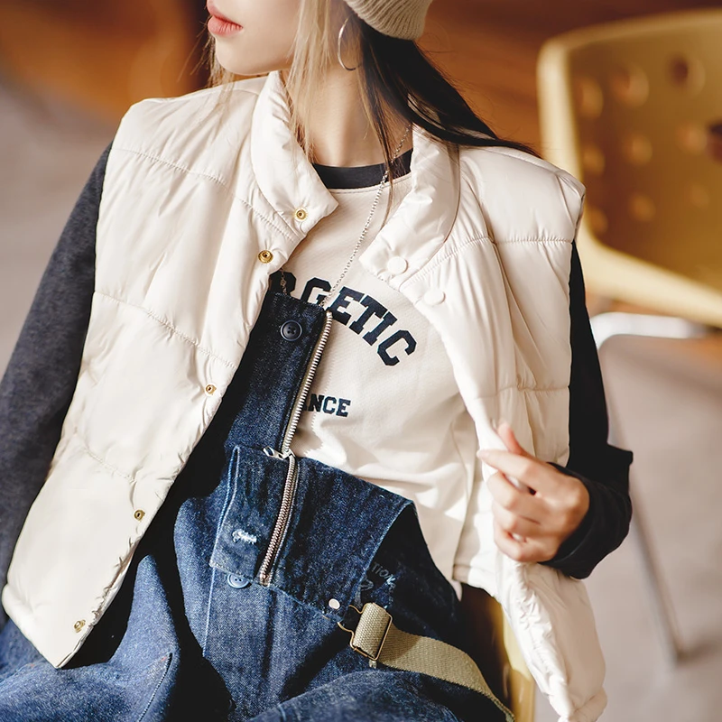 马登短款保暖加厚坎肩马甲外套小个子工装棉服背心外穿冬新款女