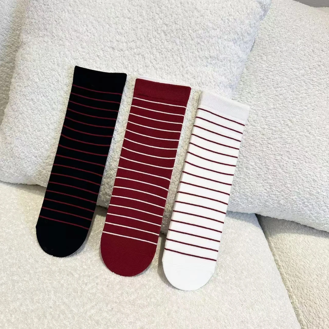 072 & RICE【条纹袜】秋冬休闲百搭透气长袜 FD0118