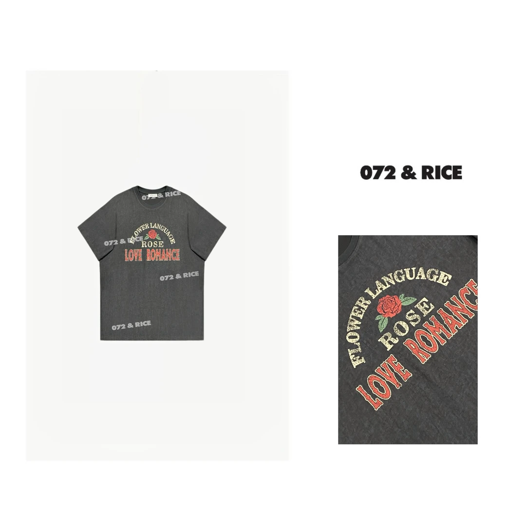 072 & RICE【玫瑰TEE】100纯棉 夏季休闲圆领短袖T恤 24JY06