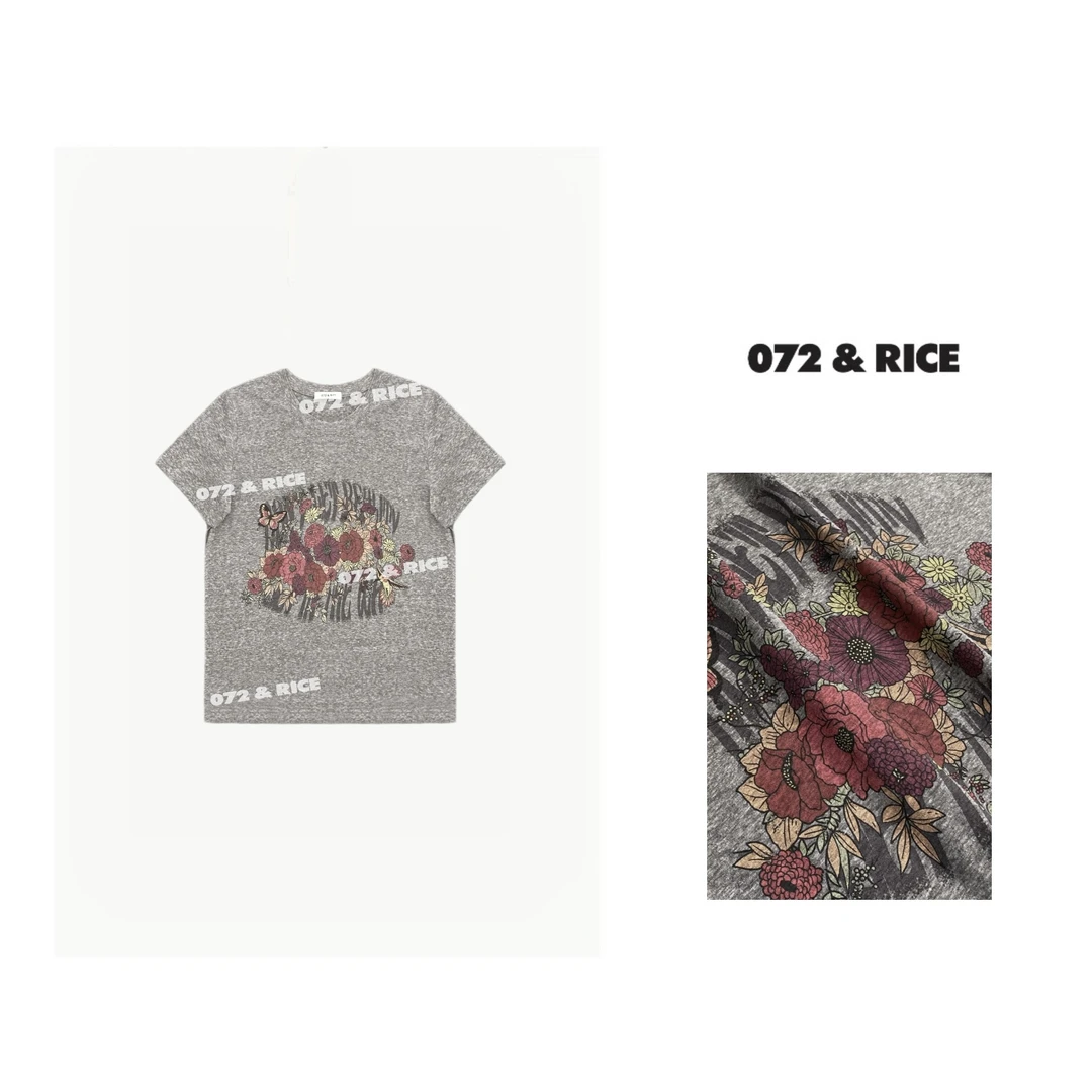 072 & RICE【超薄花里】夏季休闲圆领短袖T恤 24XD22 FF