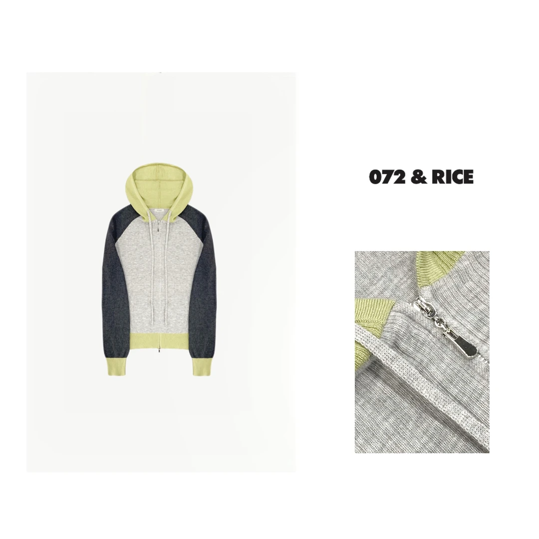 072 & RICE【幸运女孩】休闲连帽长袖拉链针织开衫 HF8992 FF