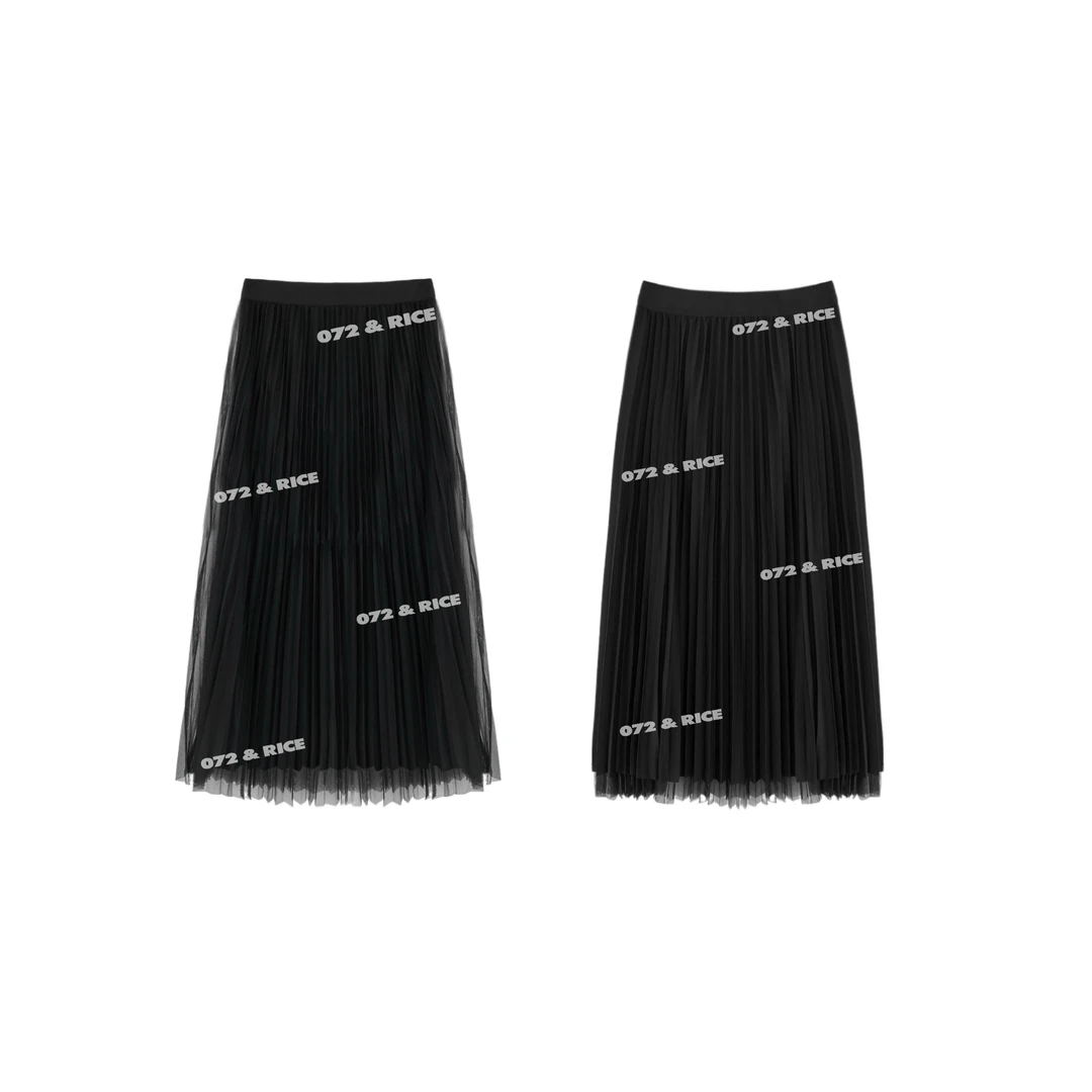 072 & RICE【沙面裙】春夏休闲网纱两面穿百褶半裙 31MZ33001
