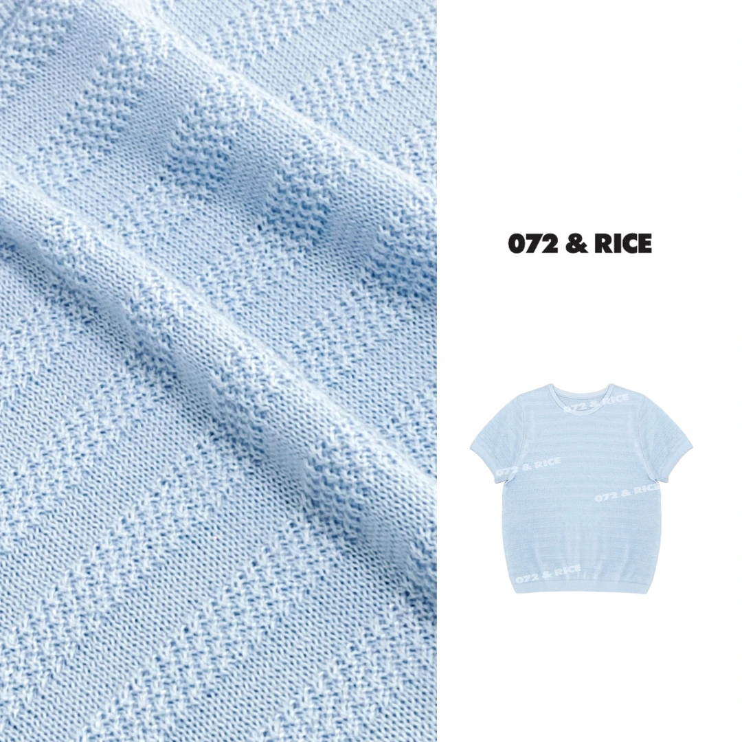 072 & RICE【冰淇淋】桑蚕丝+莱赛尔 夏季休闲圆领针织衫 YH2432 FF