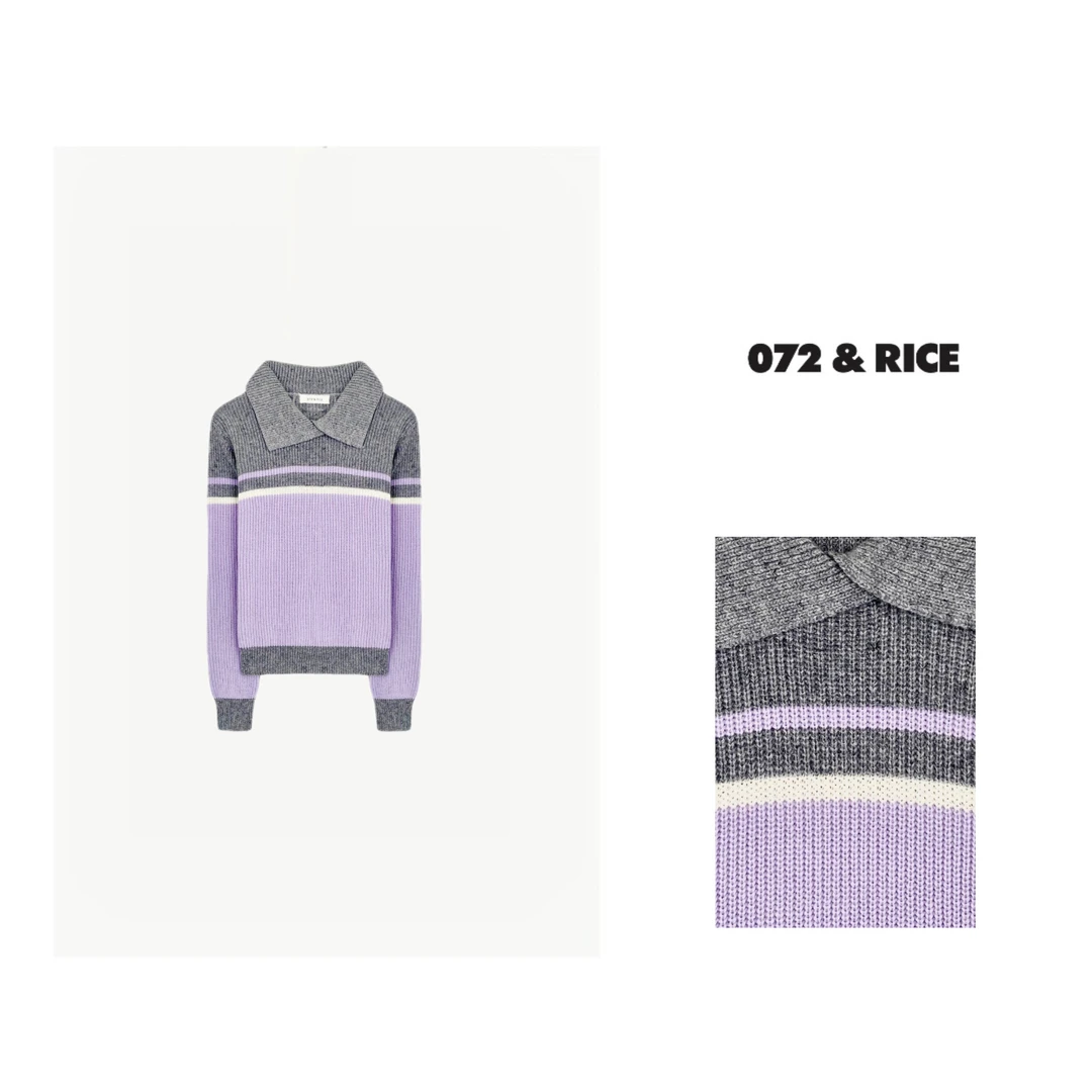 072 & RICE【芋泥】秋季休闲翻领长袖针织衫 JH022 1126FF
