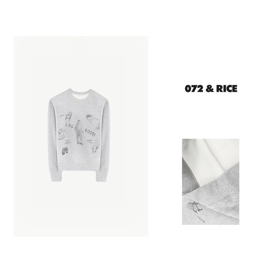 072 & RICE【米老头】秋季休闲圆领印花长袖加绒卫衣 W0364L FF