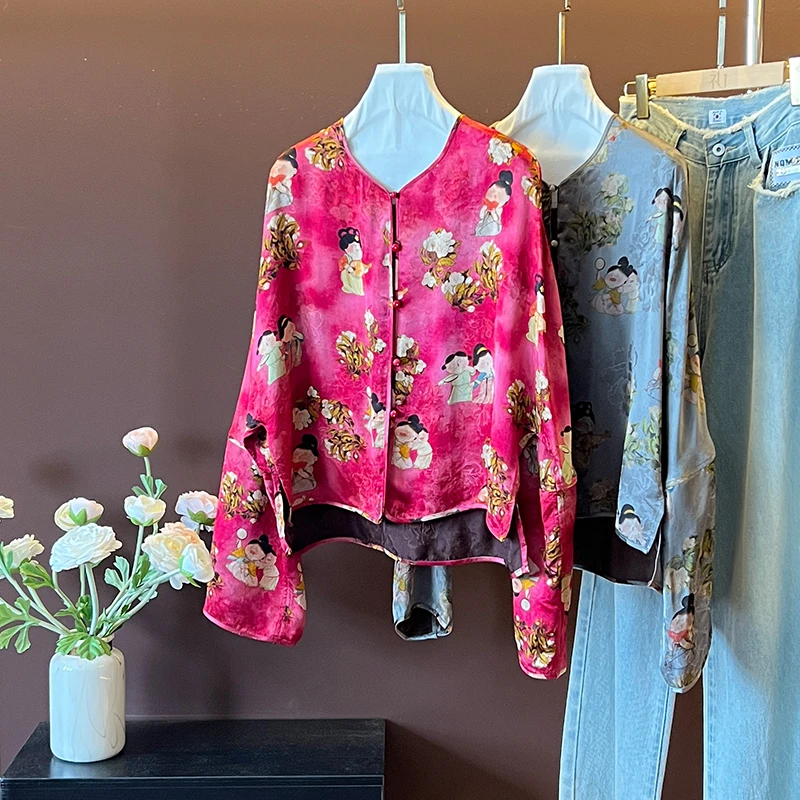 国潮时尚轻奢提花百搭复古宽松显瘦落肩袖气质印花短外套 Z24W960