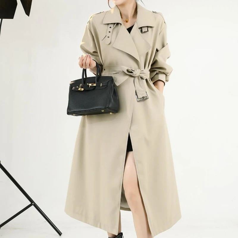 2023秋冬新款纯色中长款风衣-22167