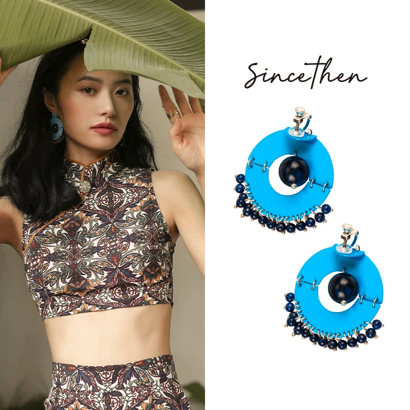 合金耳饰 SINCE THEN 新款复古长款民族风度假圆环金属小众饰品