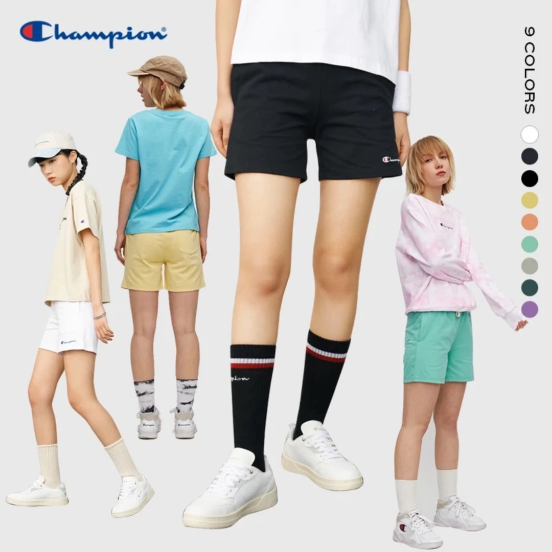 【女款短裤】Champion高能感纯色刺绣百搭运动健身潮流松紧户外时尚