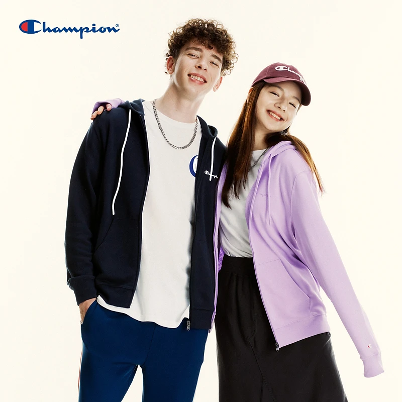 Champion【连帽开衫胶印logo】冠军卫衣开襟流光风休闲百搭运动外套