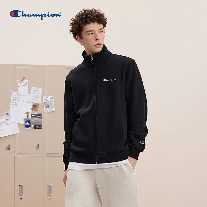 Champion冠军刺绣草写logo开衫外套休闲琥珀流光百搭秋冬长袖立领