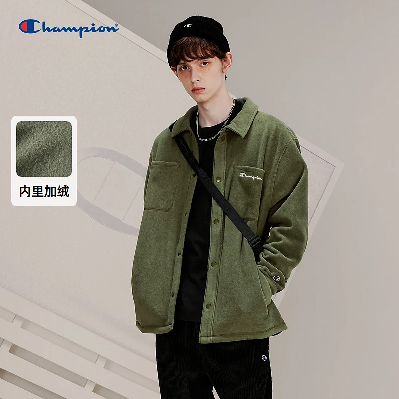 【情侣款】champion夹克摇粒绒翻领开衫长袖舒适户外休闲UM-WOT04-1
