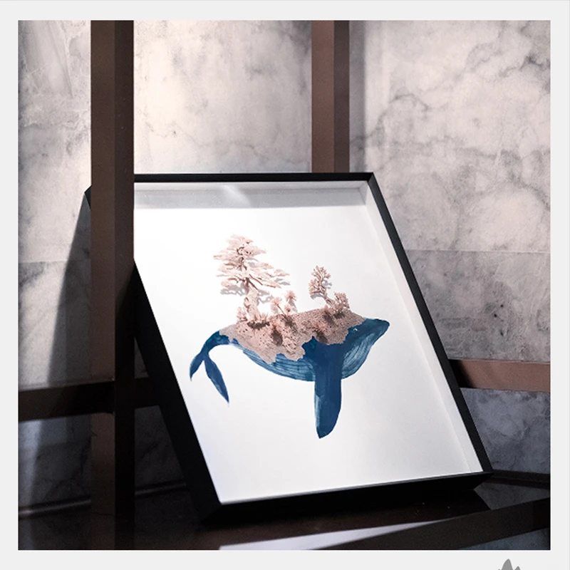 【心音软木画】非遗传承手工艺品·万物生长系列木雕摆件蓝色