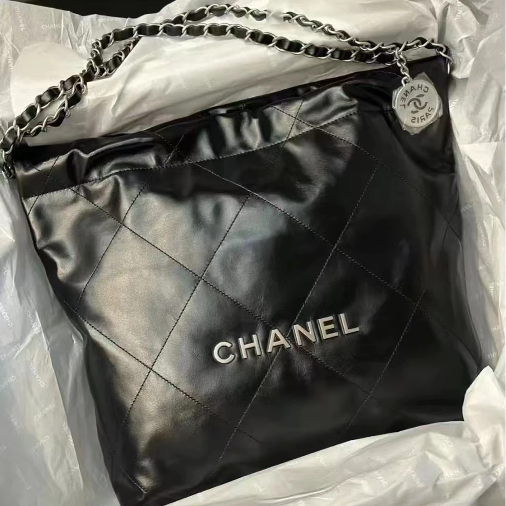 全新未使用 Chanel/香奈儿 全套22bag芯片款黑色银字小号