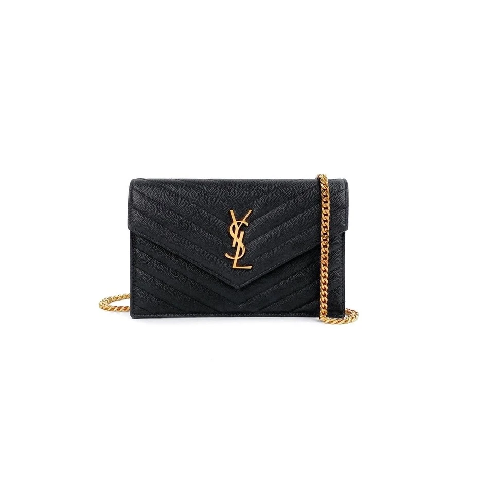 未使用 YSL/圣罗兰 黑金鱼子酱信封链条包小/中号 DB专属