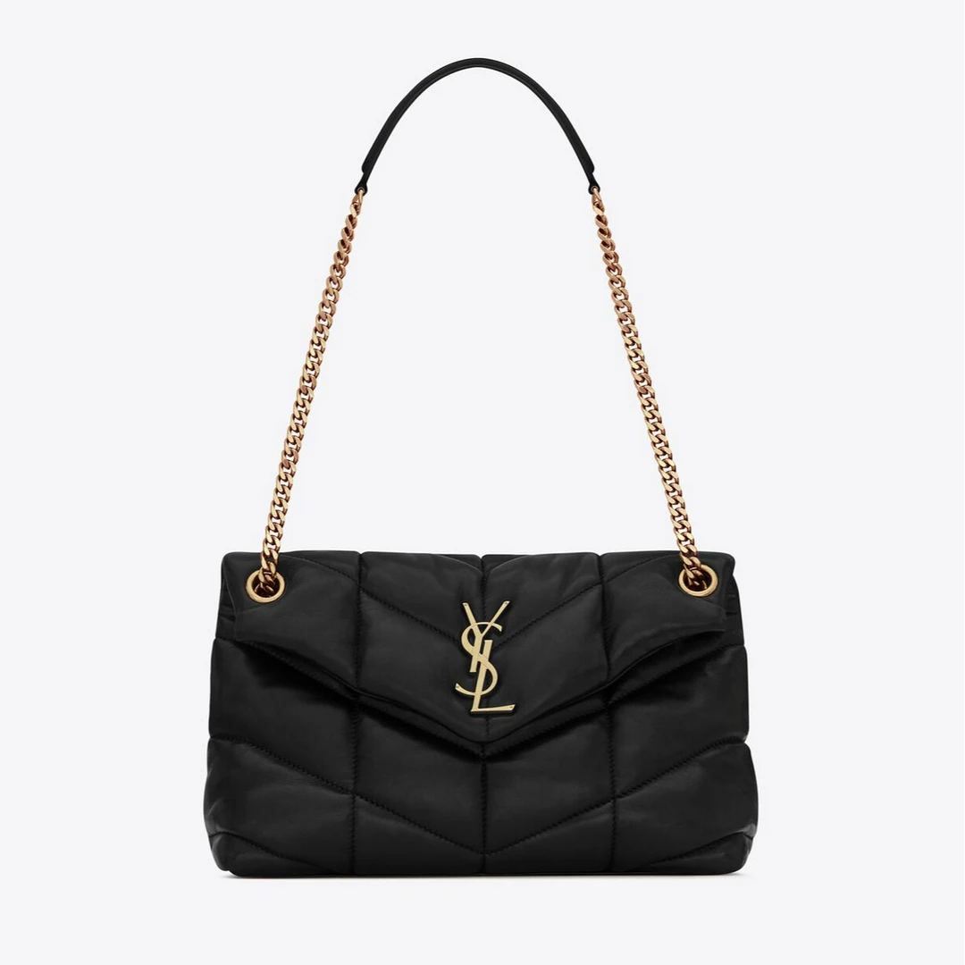 全新未使用 YSL/圣罗兰 黑金PUFFER手袋小号/中号