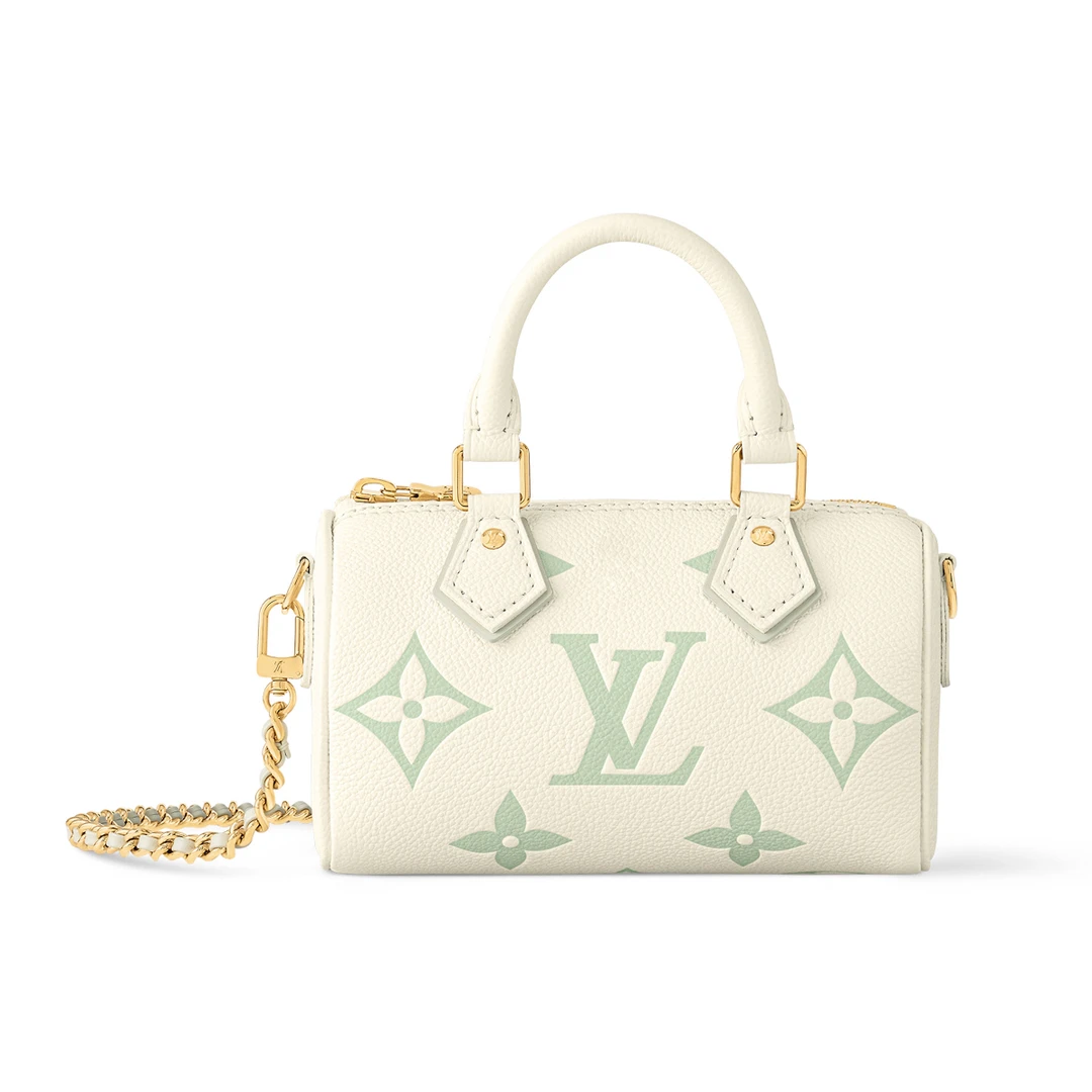 全新未使用 LouisVuitton/路易威登 芯片款香草色speedy nano手袋